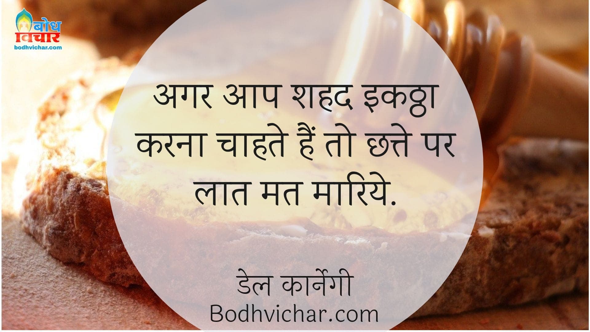 अगर आप शहद इकठ्ठा करना चाहते हैं तो छत्ते पर लात मत मारिये. : Agar aap shahad ikattha karna chahte hain to chhatte par laat mat maariye. - डेल कार्नेगी
