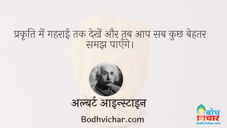 प्रकृति में गहराई तक देखें और तब आप सब कुछ बेहतर समझ पाएँगे। : Prakriti me yadi gahraai se dkhe to aap sab kuchh behtar dhang se samajh payenge - अल्बर्ट आइन्स्टाइन